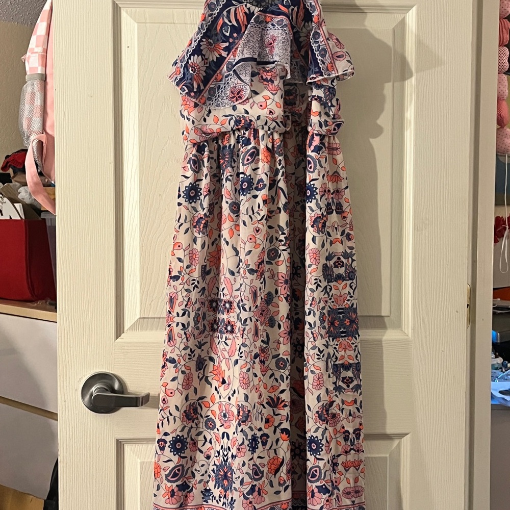 Charming Floral Kids Dress - Pink and Navy